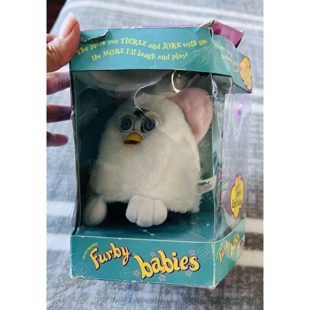 1999 Furby Babies Pink 70-940 Tiger Electronics Open Box Baby Blue Eyes Toy VTG